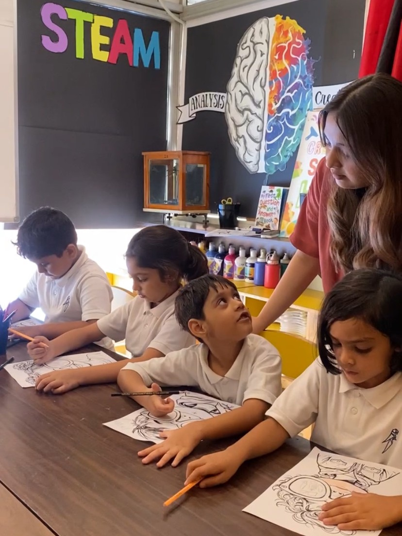 Children learning in a caring classroom environment